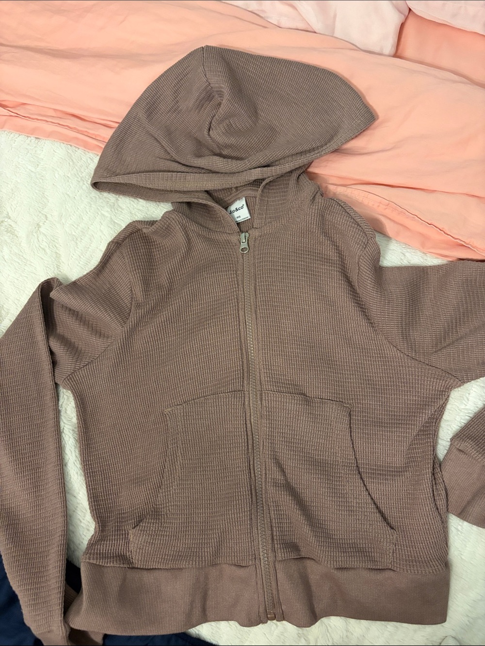 Women's Hooded Zip-Up Sweater in Dusty Mauve